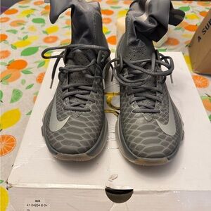 Nike Gray High-Top Athletic Shoes with Quilted Design